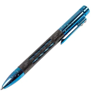 Lionsteel Twist Pen Titanium BLUE SHINE with Carbon Fiber. Fisher Space refill NY FC BLS