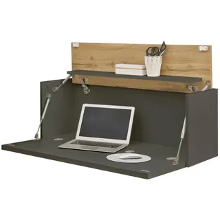 furn.design Sekretär, Grau, Eiche Wotan, Holzwerkstoff, Nachbildung,Eiche, Uni, Holz Optik, Rechteckig,Rechteckig, 100x35x30 cm, FSC 100%, Arbeitszimmer, Schreibtische
