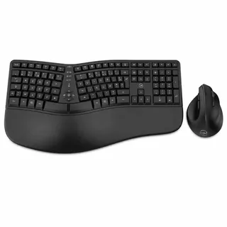 MOBILITY LAB Ergo C30W - Ergonomisches Kabellos-Set mit verstellbarer Neigung - AZERTY Layout - Repose-Poignets aus Memory-Schaum - Büro, Zuhause, Gaming - Dual Wireless USB & Bluetooth Verbindung