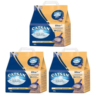 Catsan Ultra Plus Klumpstreu klumpendes Katzenstreu, 3 Packungen (3 x 10l)
