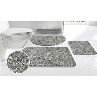 my home Badematte Sanremo, Badvorleger, Badezimmer Teppich, sehr weich, Höhe 30 mm, rutschhemmend beschichtet, fußbodenheizungsgeeignet, schnell trocknend, Polyester, rechteckig, Badteppich, unifarben, rechteckig, rund & als 3-tlg. Set erhältlich grau rechteckig | 80 cm x 150 cm x 30 mm