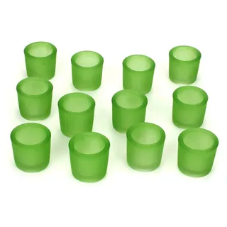 NoNa 12er Set 6 cm Teelichtglas Glas Farbe Grün Kerzenglas Windlicht Kerzengläser