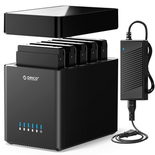 ORICO Tool-Free 5 Bay USB C 3,5 Zoll Magnetic-Type Festplattengehäuse für 3,5'' SATA HDD bis zu 5x18TB, Festplatte Dockingstation Kompatibel mit Windows/Mac OS/Linux (DS500C3)