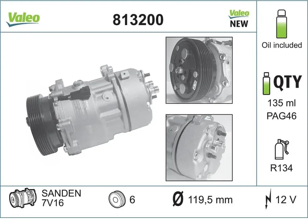 Kompressor Klimaanlage VALEO 813200 für Seat Ford VW Audi Skoda Mercedes-Benz A3