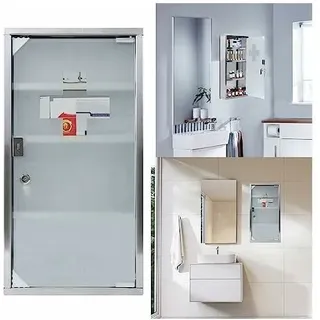 Yardin - Medizinschrank Apothekerschrank Abschließbar, Medikamentenschrank aus Edelstahl Hausapotheke mit Glastür, Arzneischrank Hängend Silber 30 x