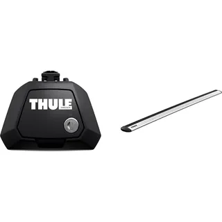 Thule Raised Rail Evo Fußsatz für Fahrzeuge mit offener Reling, 710410, Black (schwarz), Einheitsgröße & 711400 WingBar Evo Silber, Set of 2 Aluminium 135 cm