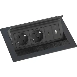 EVOline Flip Top Push S 2xSchuko + USB-A- USB-C-Charger schwarz
