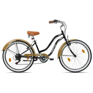 Chrisson Cityrad Aloha, 6 Gang Shimano Tourney Schaltwerk, Kettenschaltung, Beachcruiser 26 Zoll Damen Herren 155 - 170 cm Strand Fahrrad 6 Gang