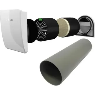Bosch dezentrale Lüftung V2000D 43 /K Komplettset: mit Montagerohr, Außenhaube