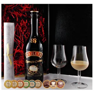 Baileys Espresso Creme Likör + 9 Edelschokoladen in 9 Sorten + 2 Gläser Geschenk