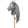 Hobby Horse Beni Steckenpferd Silbergrau abnehmbare Trense Lange Mähne 40 cm Holzstiel für Hobby Horsing Dressur Parcours