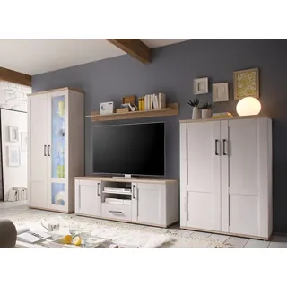 moebel-dich-auf Wohnwand Elegance in Sibiu-Lärche Nb. im Landhausstil Anbauwand Wohnzimmerschrank TV-Lowboard Fernsehschrank inkl. LED-Beleuchtung