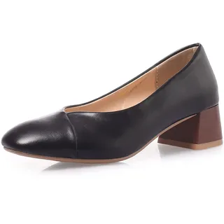 Bviennic Damen Ohne Verschluss Buro Comfy Block Mitte Absatz Pumps Closed Toe Business Arbeit Formal Kleid Party Pumps Schwarz Gr 43 Eu-45Cn - 43 EU