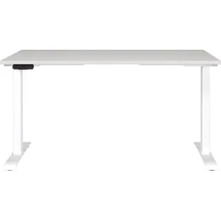 Germania JET höhenverstellbarer Schreibtisch lichtgrau rechteckig, T-Fuß-Gestell weiß 140,0 x 80,0 cm