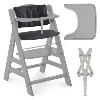 hauck Alpha+ inkl. Essbrett Wooden Tray + Sitzkissen Jersey Charcoal