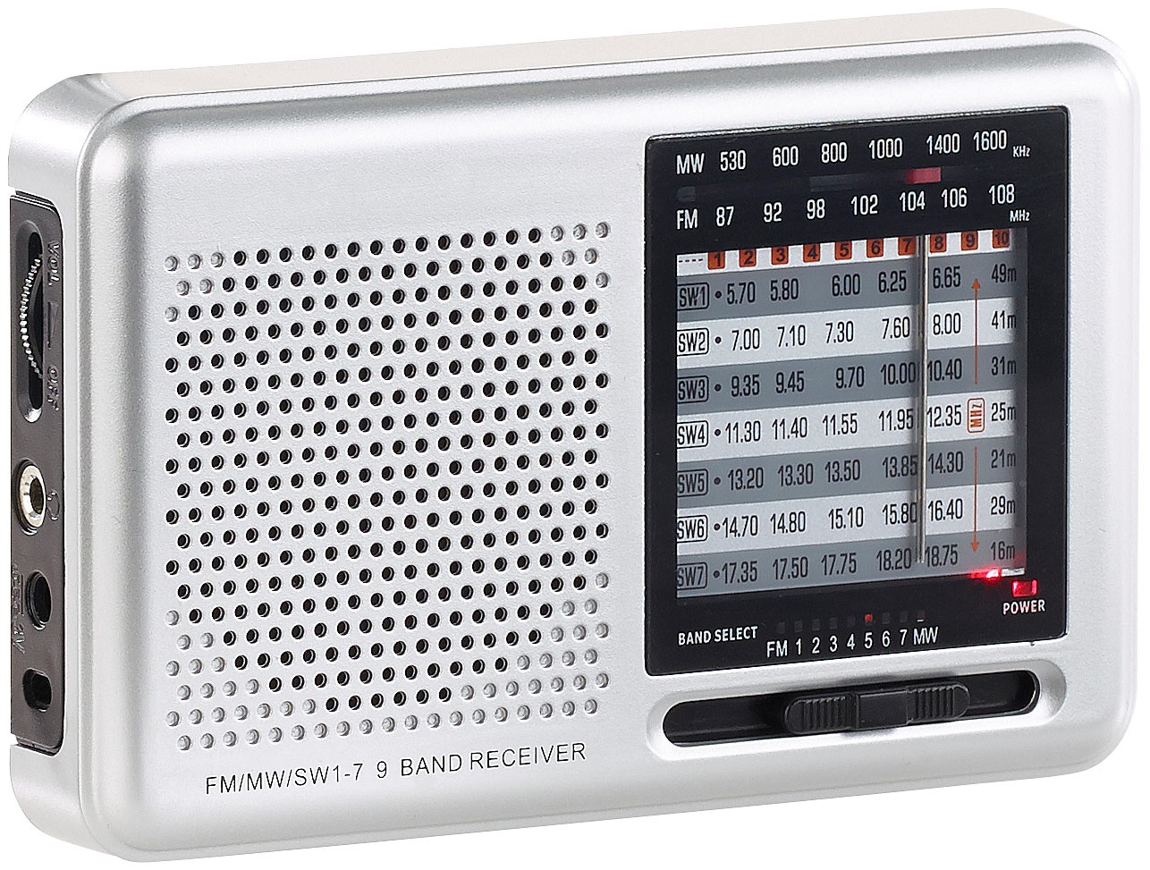 Analoger 9-Band-Weltempfänger mit FM, MW & 7x KW, Jackentaschen-Format