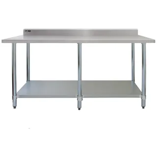 MonsterShop Gastronomie Arbeitstisch Küchentisch Zerlegetisch Edelstahl 210cm