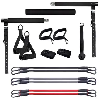 Gorilla Sports GORILLA SPORTS® Pilates Bar Set - mit Stange, Widerstandsbänder, Hand- und Fußschlaufe, Home Gym schwarz No Size