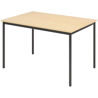 bümö Tisch, Multifunktionstisch 120 x 80 cm in Ahorn/Schwarz - Besprechungstisch, Konferenztisch, Meetingtisch, Mehrzwecktisch, Pausentisch,