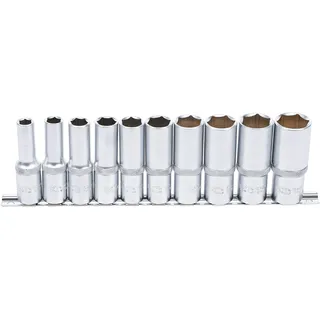 BGS Steckschlüssel-Einsatz-Satz Sechskant, tief Antrieb Innenvierkant 12,5 mm (1/2 Zoll) Zollgrößen 10 teilig