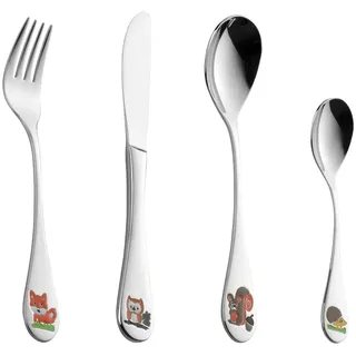 Esmeyer 4-teiliges Kinderbesteck Forest Edelstahl 18/10, poliert. Messer aus Klingenstahl.