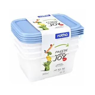 Rotho Domino 4 x 0,75 L blau Frischhaltedose Kühlschrankdose - Transparent