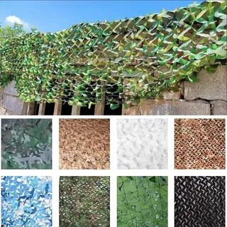 SDLLG 2023 Verdicktes 210D Tarnnetz Camouflage net Sichtschutznetz Sonnenschutznetze Sonnensegel 1x9m -Grün-B Partydekoration Autoplanen Camping Tarnung Sonnenschutz Netz Sichtschutznetz