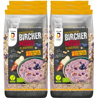 Team D Bircher Müsli mit Heidelbeeren 500 g, 6er Pack