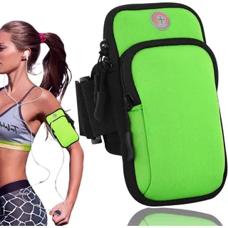 Armtasche, Laufarmband Tasche für Handy & Schlüssel, Reißverschluss, mehrschichtig, wasserdicht, Brieftaschentasche für Outdoor, Joggen, Sport, Fitnessstudio (Grün)