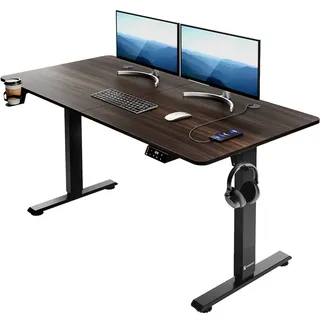 CASARIA Höhenverstellbarer Schreibtisch 140cm Braun