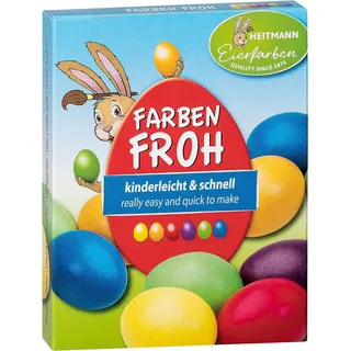 Heitmann Eierfarben - Farben Froh - 6 flüssige Eierfarben 1017049 Gelb, Orange, Rot, Grün, Blau, Pflaume 30 Milliliters