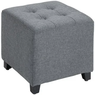 Homcom Fußhocker, Quadratischer Sitzhocker, Ottomane mit Leinenoptik, Holzbeine Fußstütze, Polsterhocker für Wohnzimmer, Schlafzimmer, Grau 35 x 35 x 35 cm