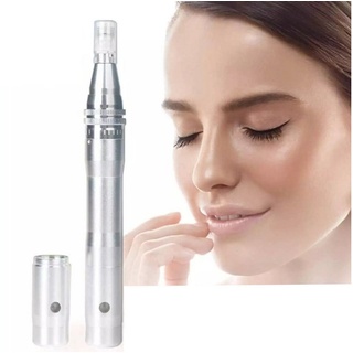 TechnoCLEAN Anti-Aging-Gerät Elektrischer Derma Pen Microneedling Pen, Gerät zur Gesichtsstraffung silberfarben