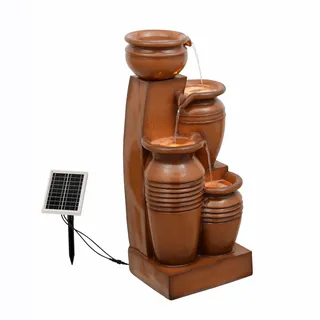 Teamson Home Solar Kaskadenbrunnen 4 Stufen Terrakotta für Garten