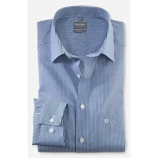 Olymp Herren Hemd blau gestreift Comfort Fit, blau, NOS