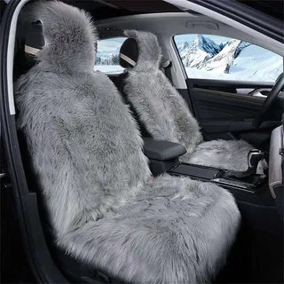 champracer 1 Stück Sitzbezüge Auto, Plüsch Autositzbezug,Faux Lammfell Auto Sitzauflage, Universal Autositzschoner mit Rückenlehne, für Autositz, Bürostuhl und Alle Stühle (140x55 cm,Grau)