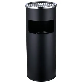 Relaxdays Standaschenbecher mit Inneneimer 17L schwarz/silber