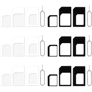 4 in 1 SIM Karten Adapte, 6 Set SIM Adapter, SIM-Karten-Adapter mit SIM-Auswurfstift, Karten Adapter Set
