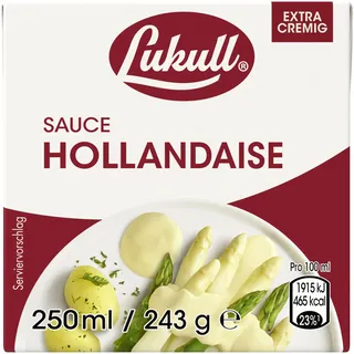 Lukull Sauce Lukull Hollandaise besonders cremige Sauce zu Spargel, Gemüse, Fleisch und Fisch, 250 ml tafelfertige Sauce 12 Stück