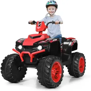 komfotteu Elektro-Kinderquad Quad Motorrad, mit LED Musik Hupe USB Bluetooth Radio rot