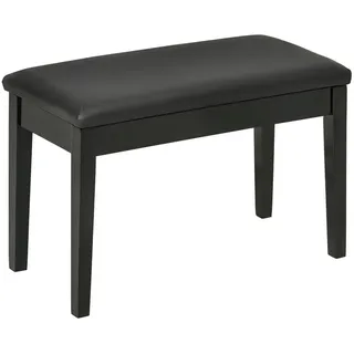 Homcom Klavierbank mit Stauraum, Pianobank mit Lederkissen Schwarz, Holz, 35x49x75 cm, Wohnzimmer, Hocker, Sitzhocker