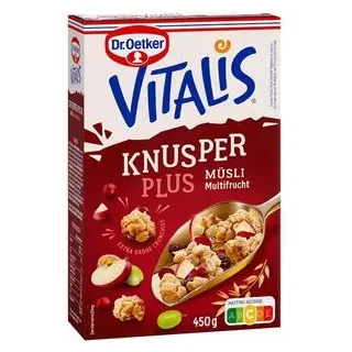 Dr.Oetker Müsli Vitalis KnusperPlus, Multifrucht, 450g