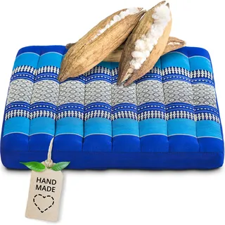 livasia Sitzkissen Stuhlauflage groß - 50x50x6cm - Bodenkissen Indoor/Outdoor, Meditationskissen Yogakissen, Stuhlauflage für Palettenmöbel, Steppkissen für Stuhl und Bank (Blau)