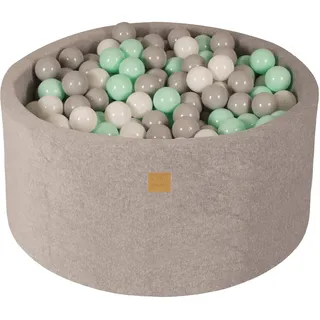MeowBaby Bällebad 90x40cm Samt - Bällebad Baby ab 1 Jahr - Ballgrube mit 300 Bällen - Weiches Kinder Bällebad, Hellgrau