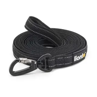 LIONTO Schleppleine für Hunde, 15 m reflektierend 360° Metallkarabiner
