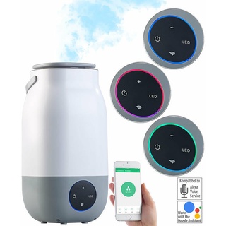 Newgen Medicals Humidifier: Ultraschall-Luftbefeuchter, 3 Liter, komp. zu Alexa & Google Assistant