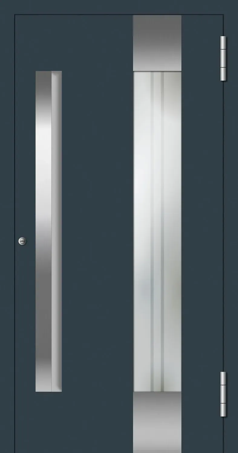 Aluminium Haustür mit Griffmulde "PHILIPPA" 78 mm RC2 Anthrazit RAL 7016 beidseitig außen öffnend DIN rechts