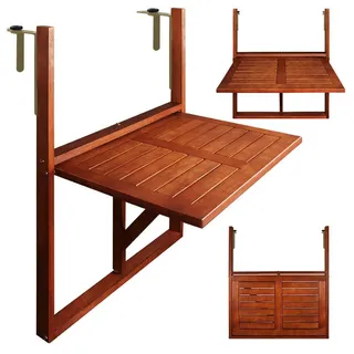 CASARIA Balkonhängetisch 65 x 45 x 87 cm braun klappbar