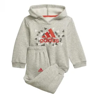 Adidas Unisex Baby I BOS GRA Jog Set, Top:Medium Vivid Red Bottom:Medium Grey Heather, 6-9M - 6-9 Monate