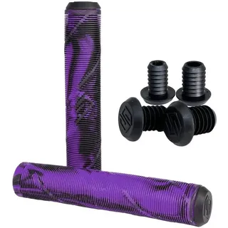 Striker Stunt-Scooter/BMX Hand Griffe Soft lang + 2 x 2 Barends (Schwarz/Lila)